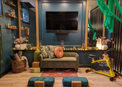 A Stylish modern Living Room featuring a Couch, Television, and Bike in Menasha, WI