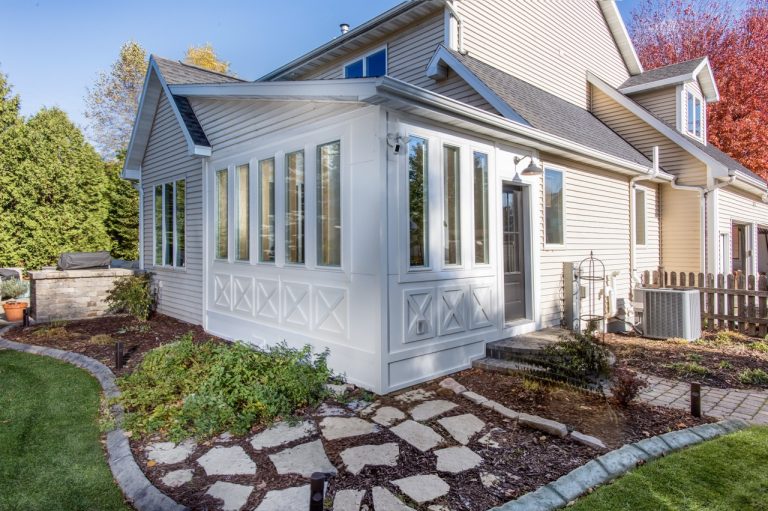 White Sunroom remodel VKB Homes exterior