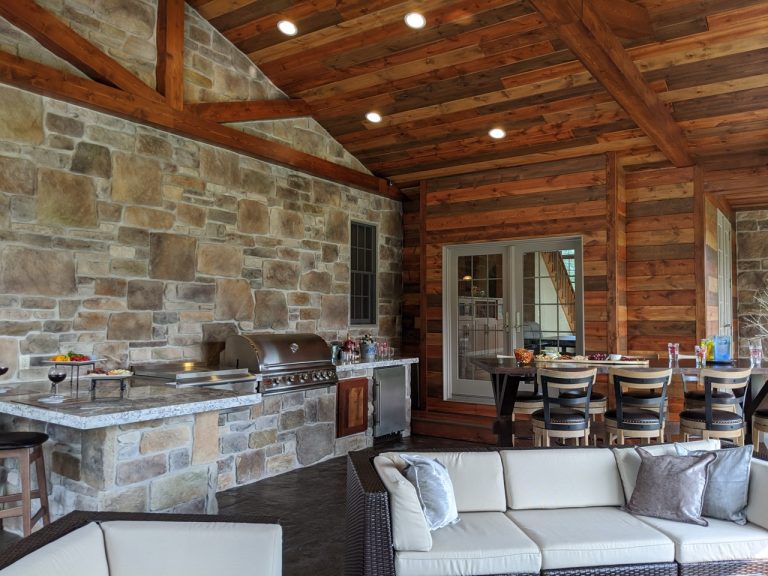 indoor grill stone and wood design