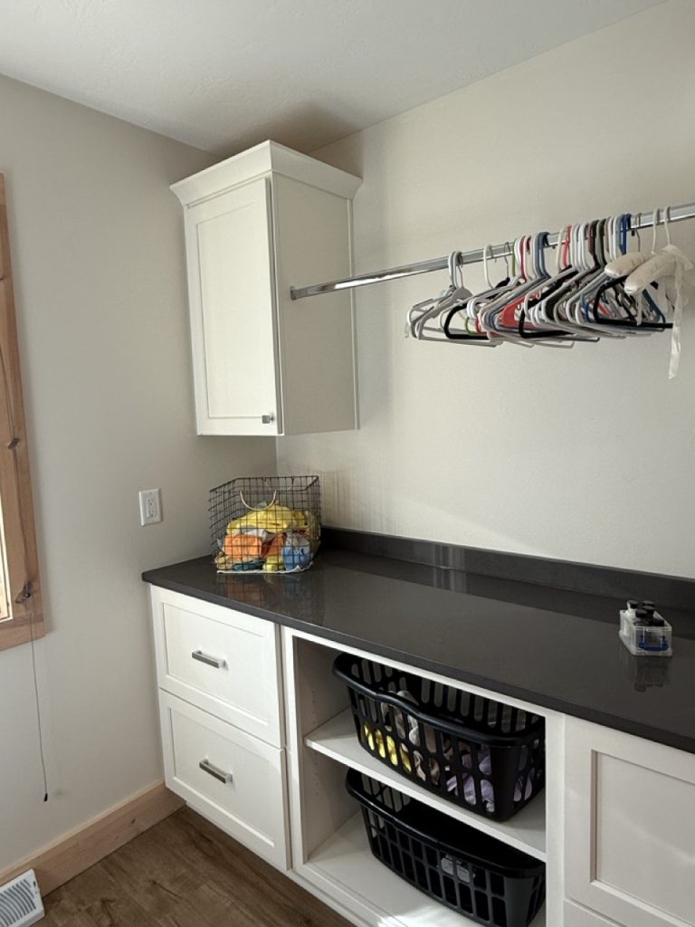 VKB laundry room black and white cabinets