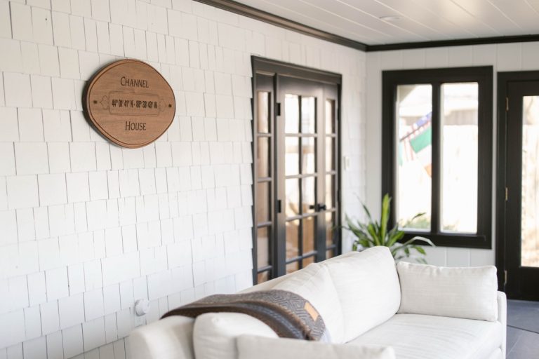 black and white sunroom remodel
