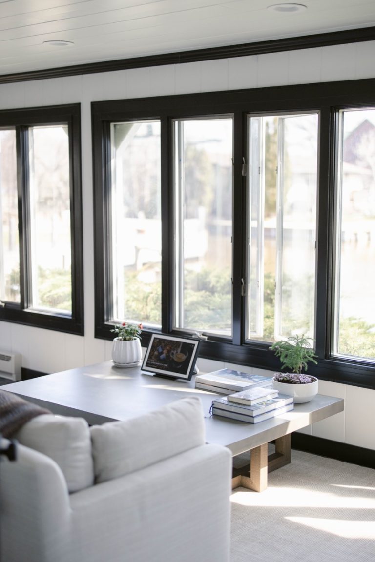 black window sunroom remodel