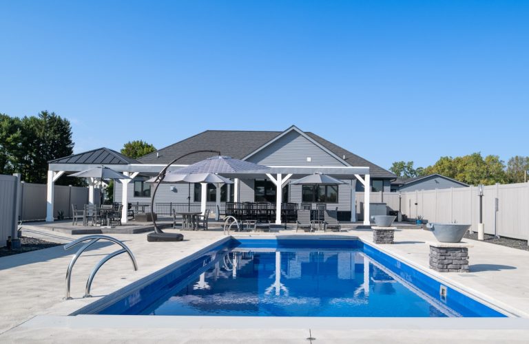 Gray pool area remodel