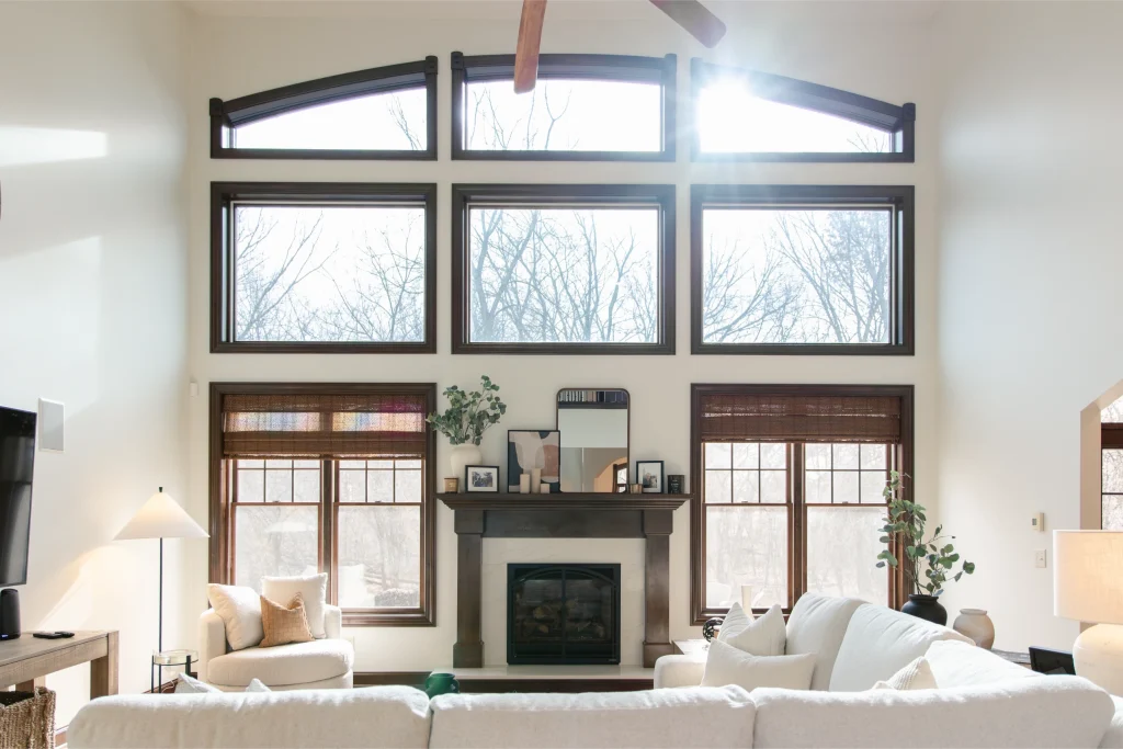 Bright, spacious living room with windows